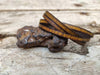 Mens Genuine Leather Cuff Bracelet in Brown - Adjustable Wrap Style with Clasp