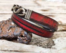 Red Leather Bracelet, Men's Bracelet, Men's Leather Bracelet, Wrap Bracelet, Leather Cuff, Men's Cuff, Genuine Leather, Cuff with Clasp