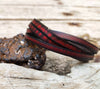 Red bracelet with black wash and silver clasp