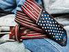 Handcrafted USA Leather Belt for Men Adjustable Jeans Belt with American Flag Detail Fashion Accessory and Perfect Gift