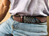 Handcrafted USA Leather Belt for Men Adjustable Jeans Belt with American Flag Detail Fashion Accessory and Perfect Gift