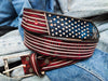 Handcrafted USA Leather Belt for Men Adjustable Jeans Belt with American Flag Detail Fashion Accessory and Perfect Gift