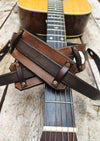 Brown leather guitar strap