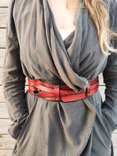 Red Leather Waist Belt - Handcrafted Unique Women's Leather Belt - Gift for Her