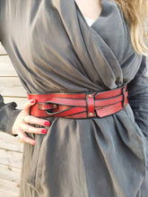 Red Leather Waist Belt - Handcrafted Unique Women's Leather Belt - Gift for Her