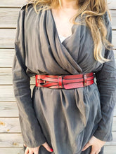 Red Leather Waist Belt - Handcrafted Unique Women's Leather Belt - Gift for Her