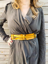 Handcrafted Yellow Leather Waist Belt - Unique Gift for Her - Women's Leather Dress Belt