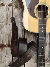 Brown Leather Guitar Strap with Ishaor Logo - Personalized Musician Gift