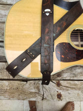 Brown Leather Guitar Strap with Ishaor Logo - Personalized Musician Gift