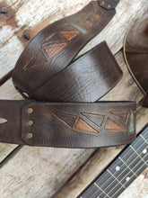 Brown Leather Guitar Strap with Ishaor Logo - Personalized Musician Gift