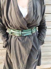 Boho Style Turquoise Leather Waist Belt  Handcrafted Womens Accessory