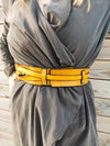 Handcrafted Yellow Leather Waist Belt - Womens Dress Belt - Unique Gift for Her