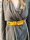 Handcrafted Yellow Leather Waist Belt - Womens Dress Belt - Unique Gift for Her