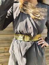 Gold Leather Wide Waist Belt for Women - Personalized Dress Belt - Statement Fashion Belt - Father's Day Gift