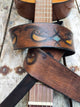 Personalized Leather Guitar Strap with Ishaor Logo - Brown Triangle Design for Musicians