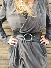 Personalized Black Leather Waist Belt - Wide Dress Belt for Women - Customizable Gift for Her