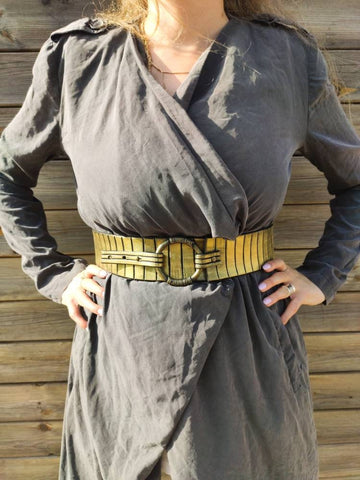 Gold Leather Wide Waist Belt for Women - Personalized Dress Belt - Statement Fashion Belt - Father's Day Gift