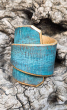 Turquoise Leather Wrap Bracelet - Handmade Boho Design for Women - Wide  Unique - with Gold Zina Bracelet