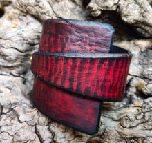 Handmade Red Leather Wrap Bracelet for Women - Luxury Boho Wide Design