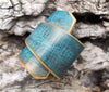 Turquoise Leather Wrap Bracelet Handmade Luxury Boho Wide Womens Jewelry