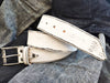 Vintage Leather Belt - White with black Wash