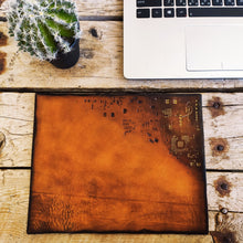 Handmade Personalized Leather Mousepad with Gold Stamping - Shades of Brown - Office or WFH Gift