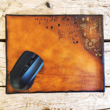 Handmade Personalized Leather Mousepad with Gold Stamping - Shades of Brown - Office or WFH Gift