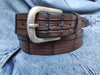 Handmade Brown Leather Crocodile Belt - Unique Textured Design - Great for Any Occasion