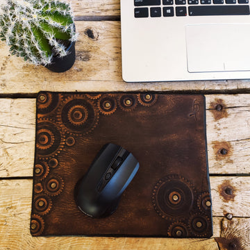 Handmade Personalized Leather Motorcycle Mousepad - Perfect for Office or WFH - Great Gift for Bikers