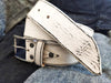 Vintage Leather Belt - White with black Wash