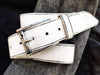 Vintage Leather Belt - White with black Wash