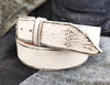 Vintage Leather Belt - White with black Wash