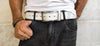 Vintage Leather Belt - White with black Wash