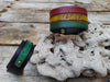 Rasta Leather Bracelet Cuff Rastafarian Leather Wristband in Red Yellow Green by Ishaor