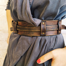 Ishaor Brown Leather Waist Belt with Decorative Cord Closure - Handcrafted Womens Gift