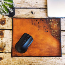 Handmade Personalized Leather Mousepad with Gold Stamping - Shades of Brown - Office or WFH Gift