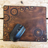 Handmade Leather Mousepad with Stamped Motorcycle Gear Rivets - Personalized Gift for Office or WFH Perfect for Bikers