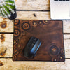 Handmade Leather Mousepad with Stamped Motorcycle Gear Rivets - Personalized Gift for Office or WFH Perfect for Bikers