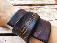 Brown Leather Wrap Bracelet - Personalized Geometric Design