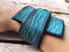 Personalized Turquoise Leather Wrap Bracelet with Brown Wash Design - Geometric Shape - Perfect Christmas Gift