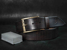 Brown Leather Mens Belt with Western Style Buckle - Handcrafted Leather Accessories for Mens Fashion