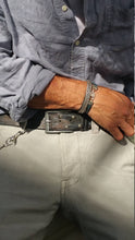 Dark Brown Ishaor Belt with Gray Patina - Perfect Gift for Men - Christmas Mens Gift