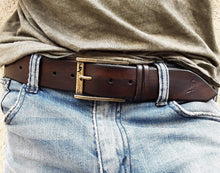 ISHAOR High-Quality Handmade  Brown Leather Belt for Everyday Wear