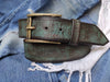 Vintage Leather Belt - Turquoise with Brown Wash