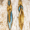 Handmade Turquoise Leather Earrings - Brown Wash with Gold Accents - Reversible Design for Double the Style