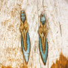 Handmade Turquoise Leather Earrings - Brown Wash with Gold Accents - Reversible Design for Double the Style