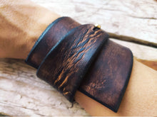 Brown Leather Wrap Bracelet - Personalized Geometric Design