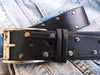 Mens Black Leather Belt with Guitar Pick Buckle - Perfect Gift for any Music Lover