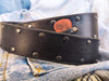 Mens Black Leather Belt with Guitar Pick Buckle - Perfect Gift for any Music Lover