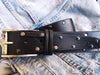 Mens Black Leather Belt with Guitar Pick Buckle - Perfect Gift for any Music Lover